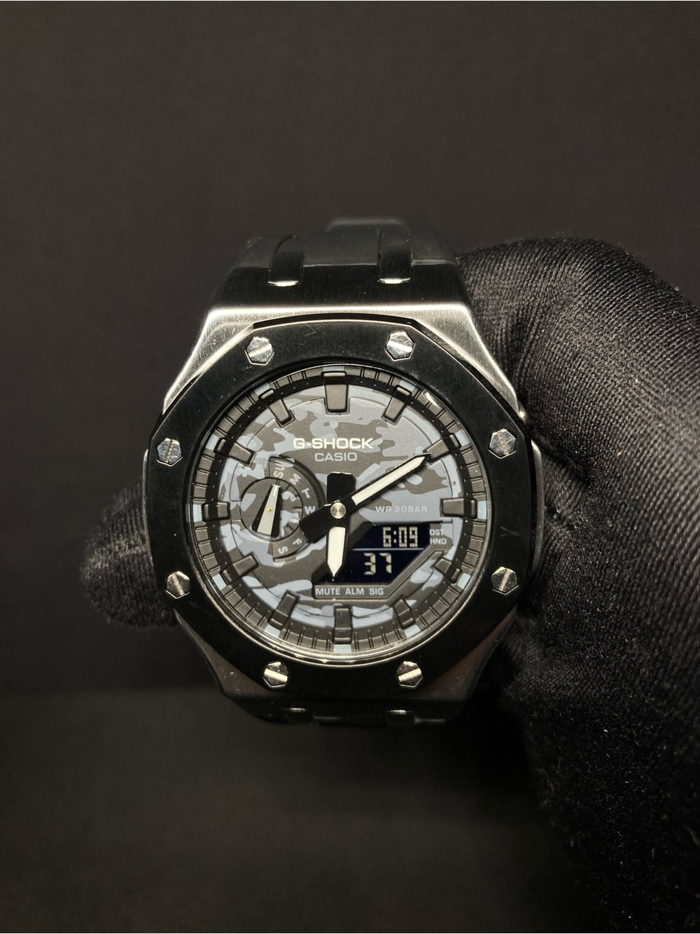 Custom G Shock Black and Camo GMA 2100 Model